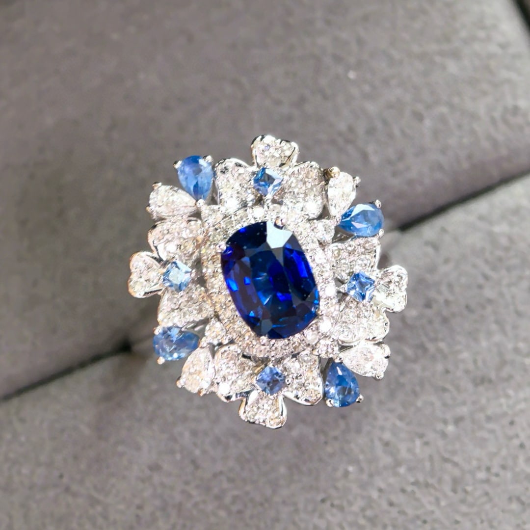 14k Gold 1.81 Ctw Natural Sapphire & Diamond Ring/pendant( Without Chain ) - 3