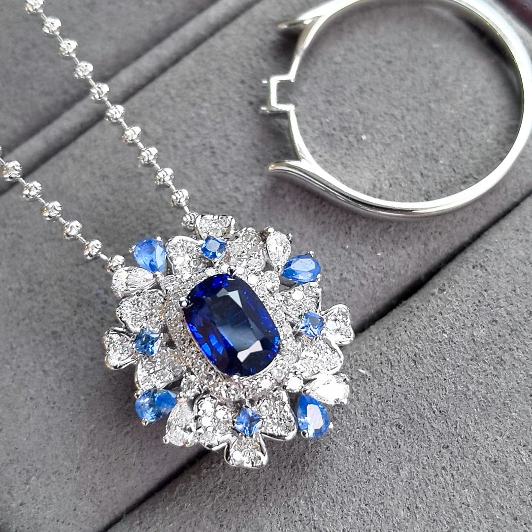 14k Gold 1.81 Ctw Natural Sapphire & Diamond Ring/pendant( Without Chain ) - 5