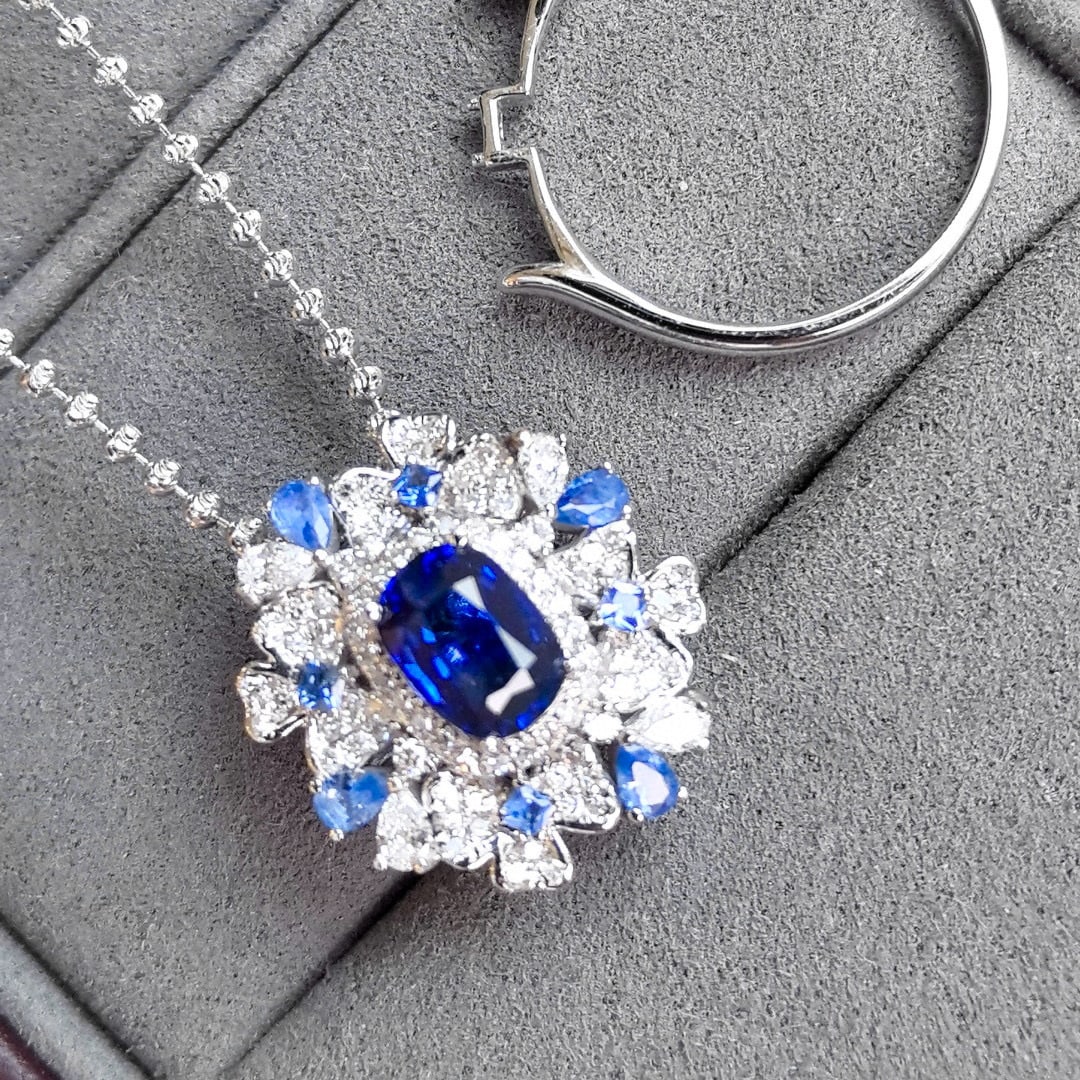 14k Gold 1.81 Ctw Natural Sapphire & Diamond Ring/pendant( Without Chain ) - 6