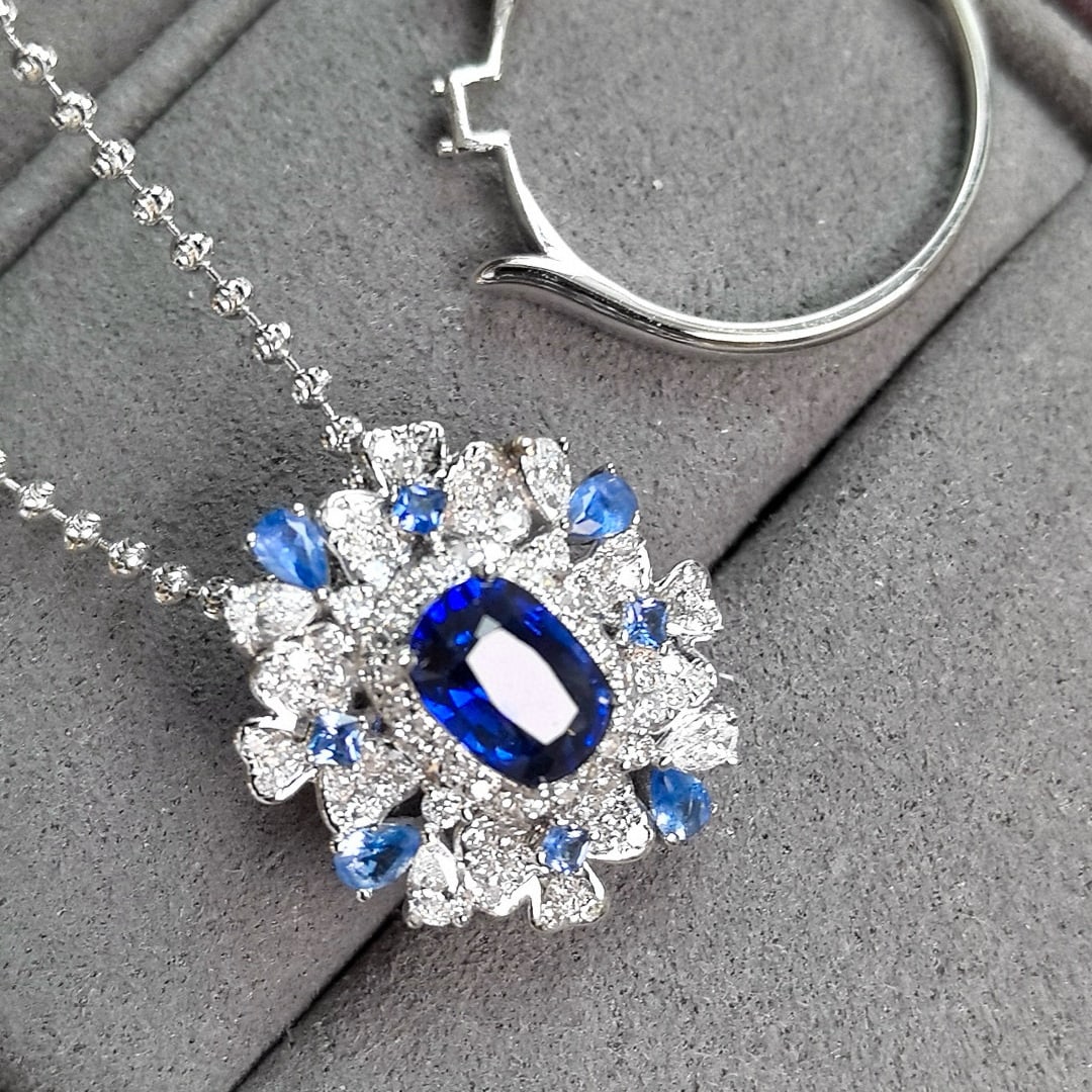 14k Gold 1.81 Ctw Natural Sapphire & Diamond Ring/pendant( Without Chain ) - 7