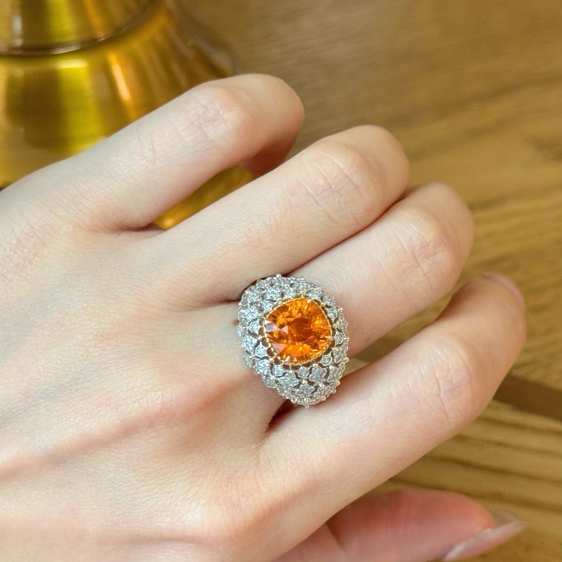 14k Gold 5.74 Ctw Natural Spessartine & Diamond Ring - 3