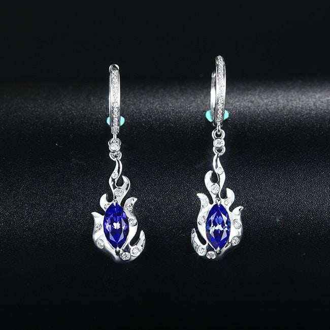 14k Gold 1.58 Ctw Natural Tanzanite & Diamond Earrings: Ref:231054290 // gold content:14k gold // main gemstone:tanzanite // shape:marquise // carat weight:1. 32ct // color:blue // treatment:natural // // adjacent gemstone 2 : diamond // shape:round //