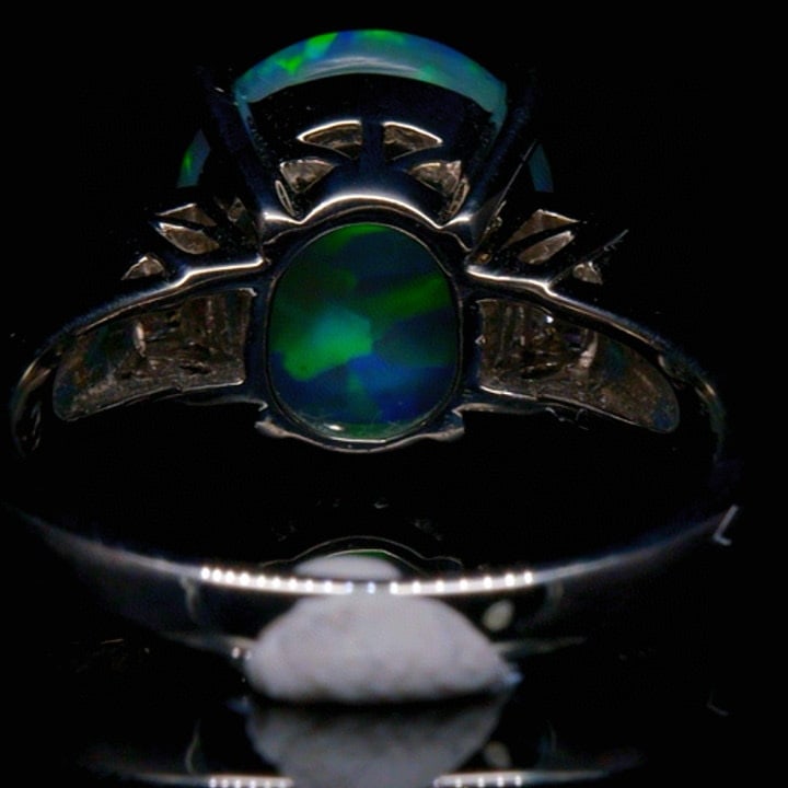 14k Gold 2.78 Ctw Natural Opal & Diamond Ring - 4