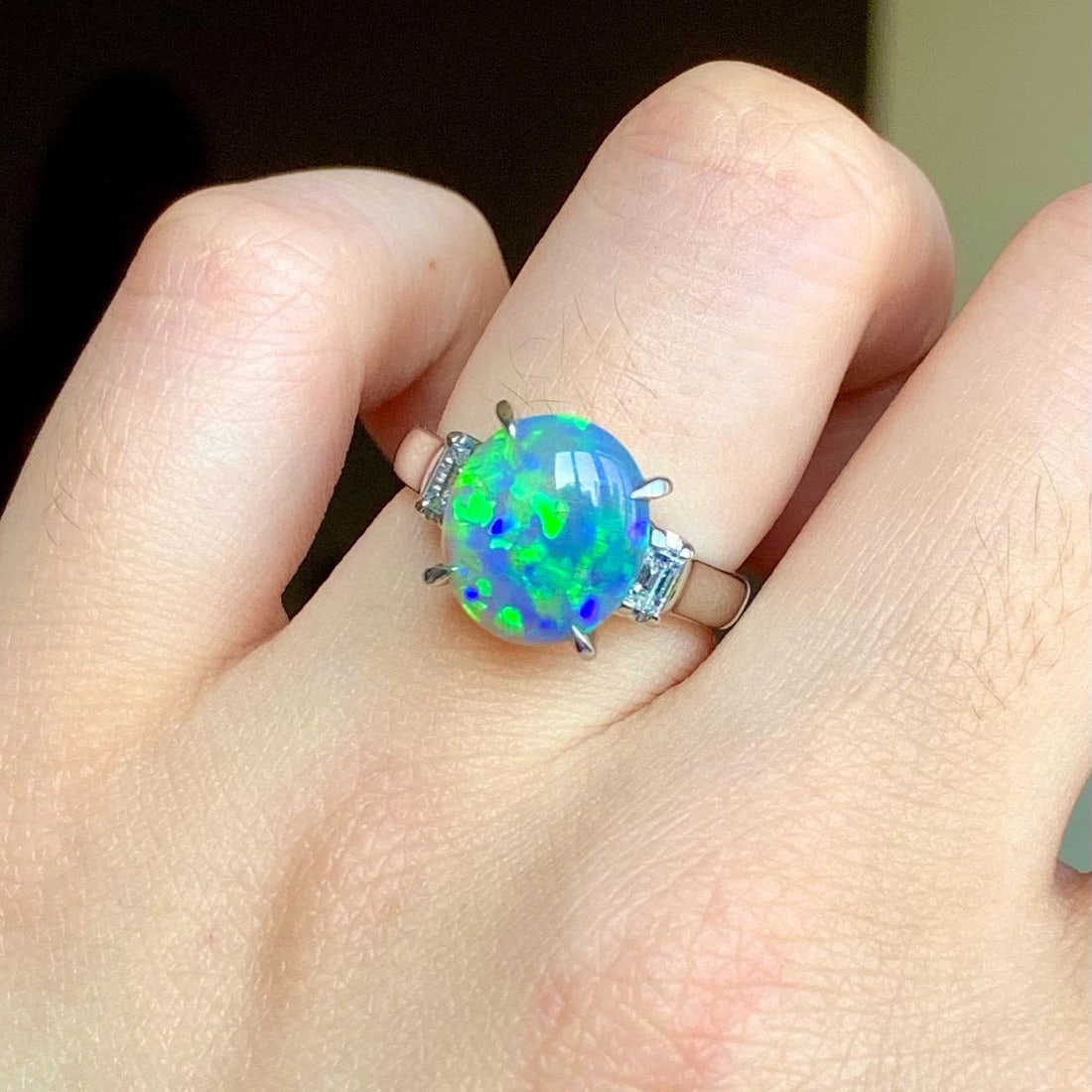 14k Gold 2.78 Ctw Natural Opal & Diamond Ring - 5