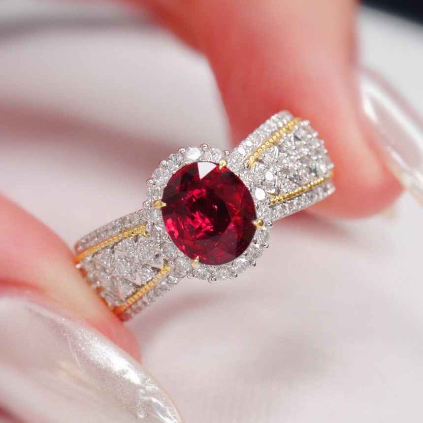 14k Gold 1.68 Ctw Natural Ruby & Diamond Ring - 2