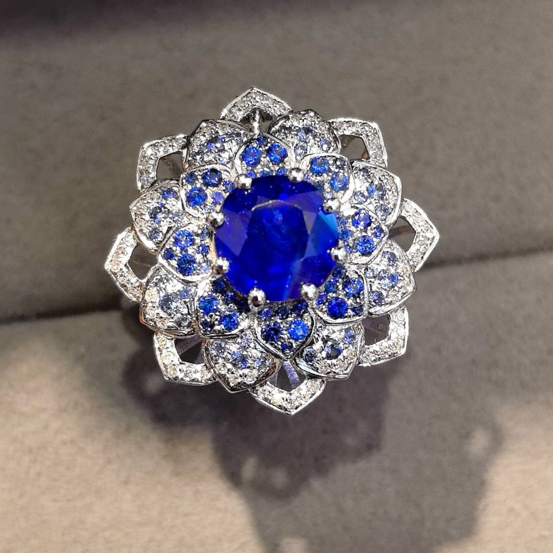 14k Gold 2.13 Ctw Natural Sapphire & Diamond Ring/pendant( Without Chain ) - 3
