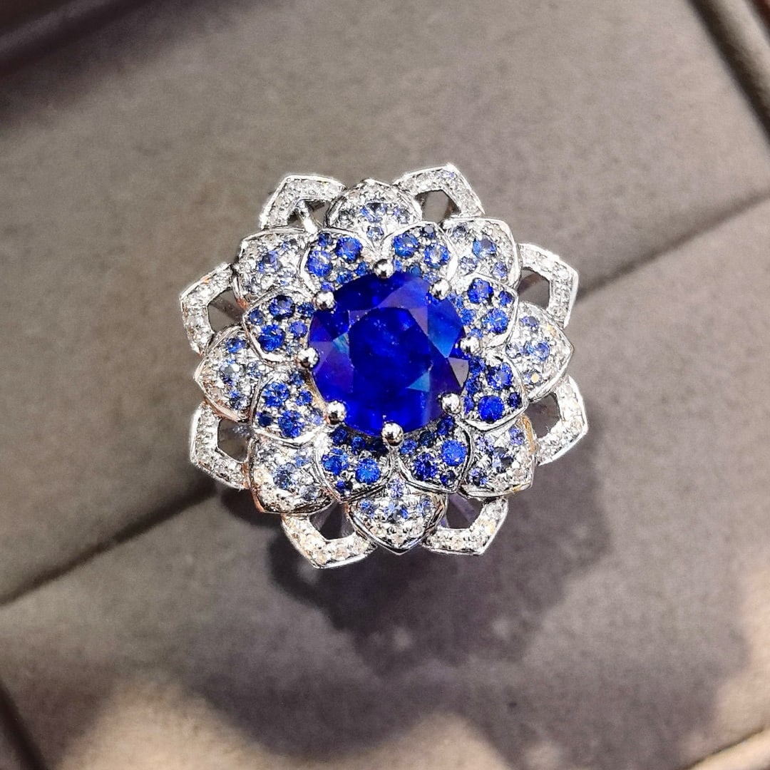 14k Gold 2.13 Ctw Natural Sapphire & Diamond Ring/pendant( Without Chain ) - 4