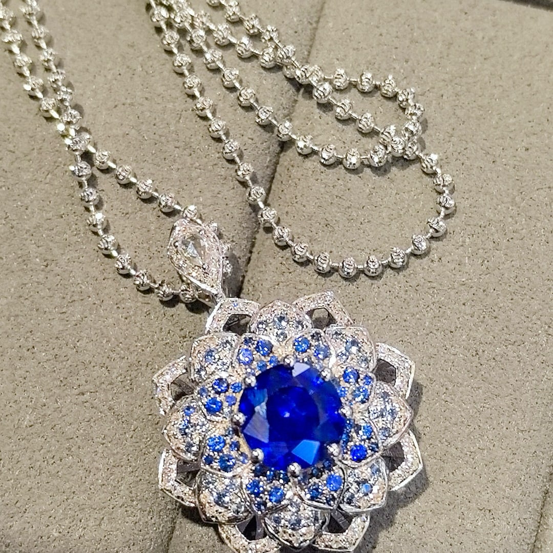 14k Gold 2.13 Ctw Natural Sapphire & Diamond Ring/pendant( Without Chain ) - 5