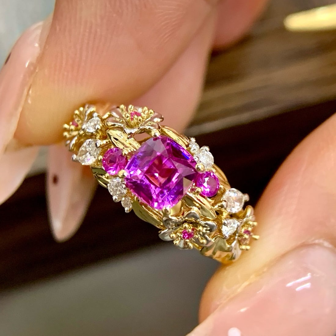 14k Gold 1.40 Ctw Natural Sapphire & Diamond Ring - 3