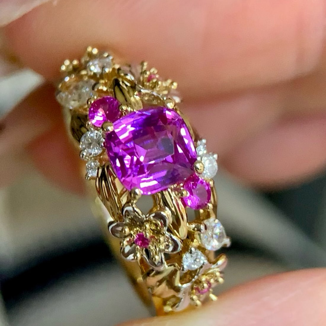 14k Gold 1.40 Ctw Natural Sapphire & Diamond Ring - 5