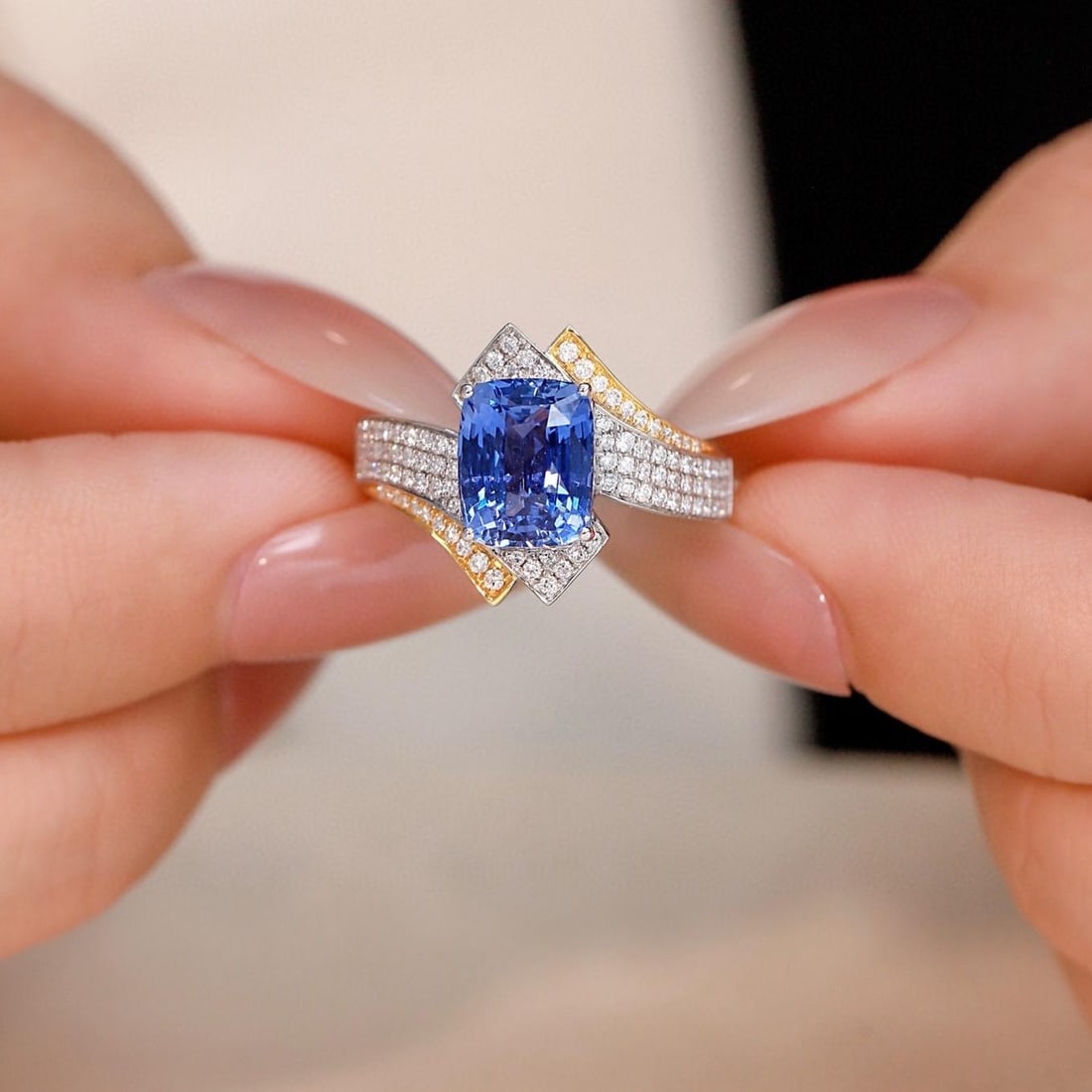 14k Gold 3.51 Ctw Natural Sapphire & Diamond Ring - 2