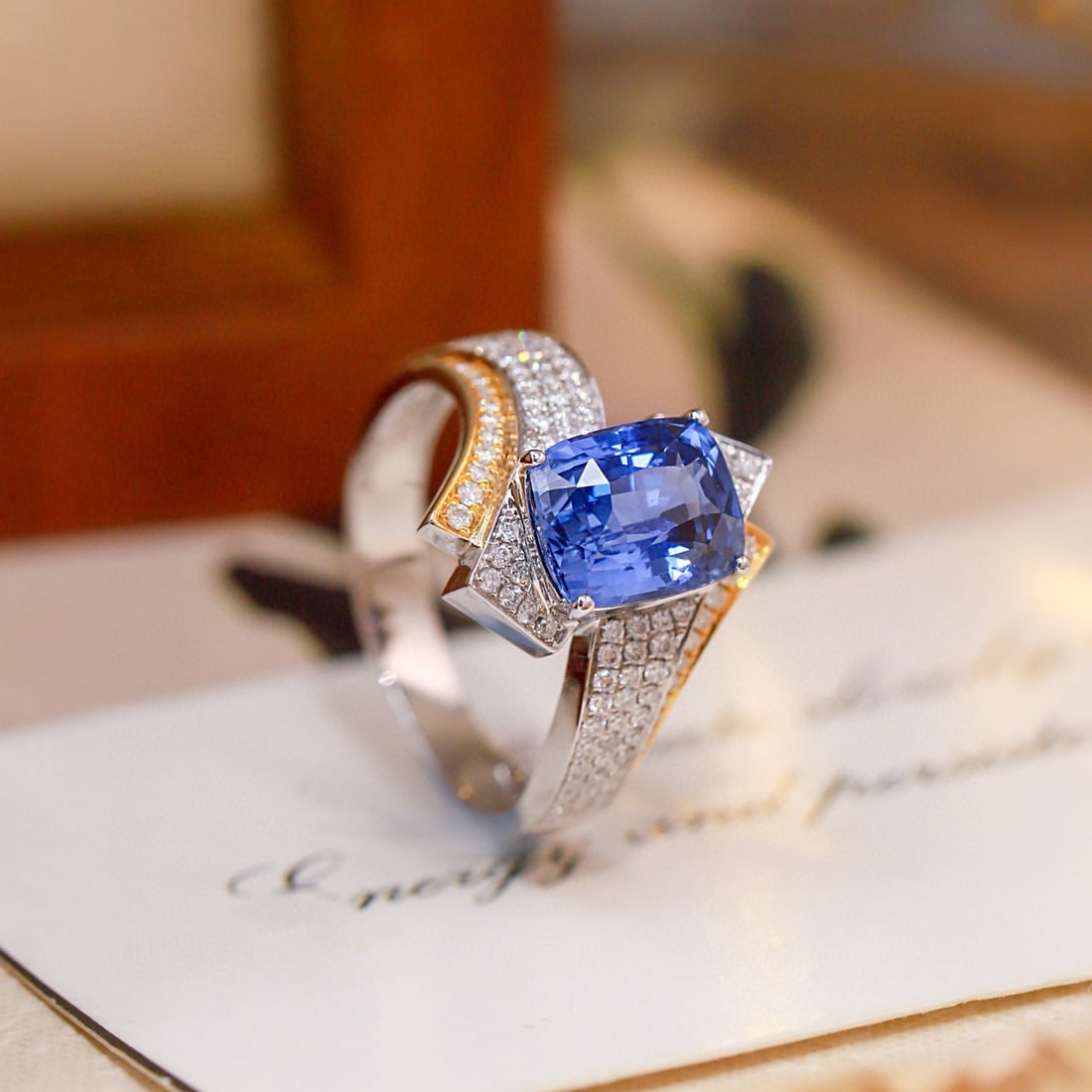 14k Gold 3.51 Ctw Natural Sapphire & Diamond Ring - 5
