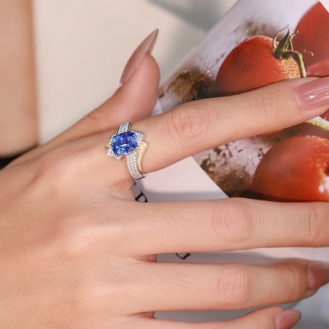 14k Gold 3.51 Ctw Natural Sapphire & Diamond Ring - 6