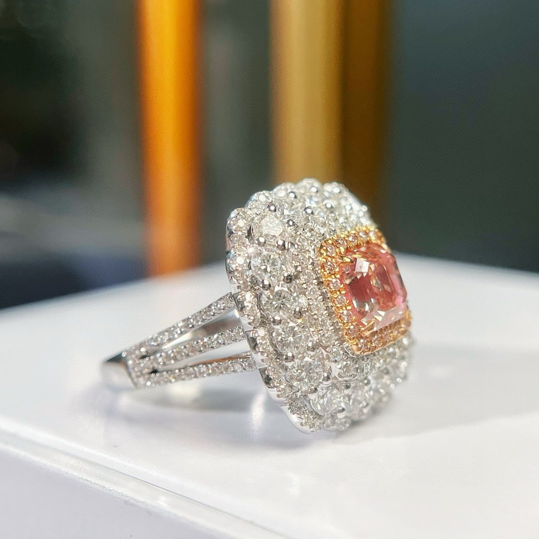 14k Gold 4.51 Ctw Natural Pink Diamond & Diamond Ring/pendant( Without Chain ) - 2