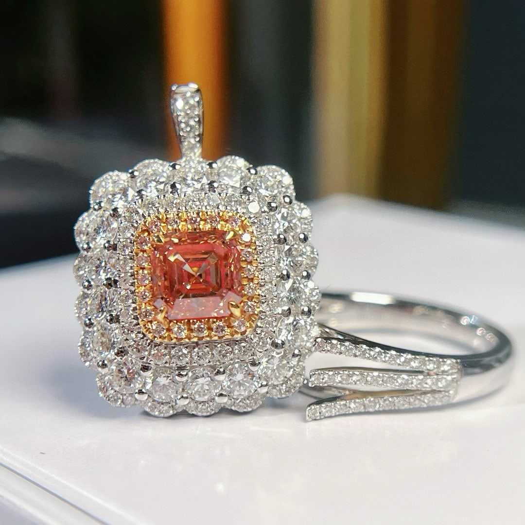 14k Gold 4.51 Ctw Natural Pink Diamond & Diamond Ring/pendant( Without Chain ) - 3