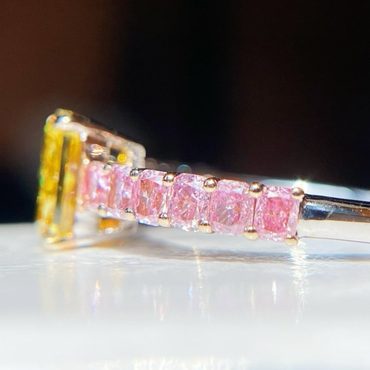 Gia Certified 14k Gold 1.91 Ctw Natural Yellow Diamond & Pink Diamond Ring - 4