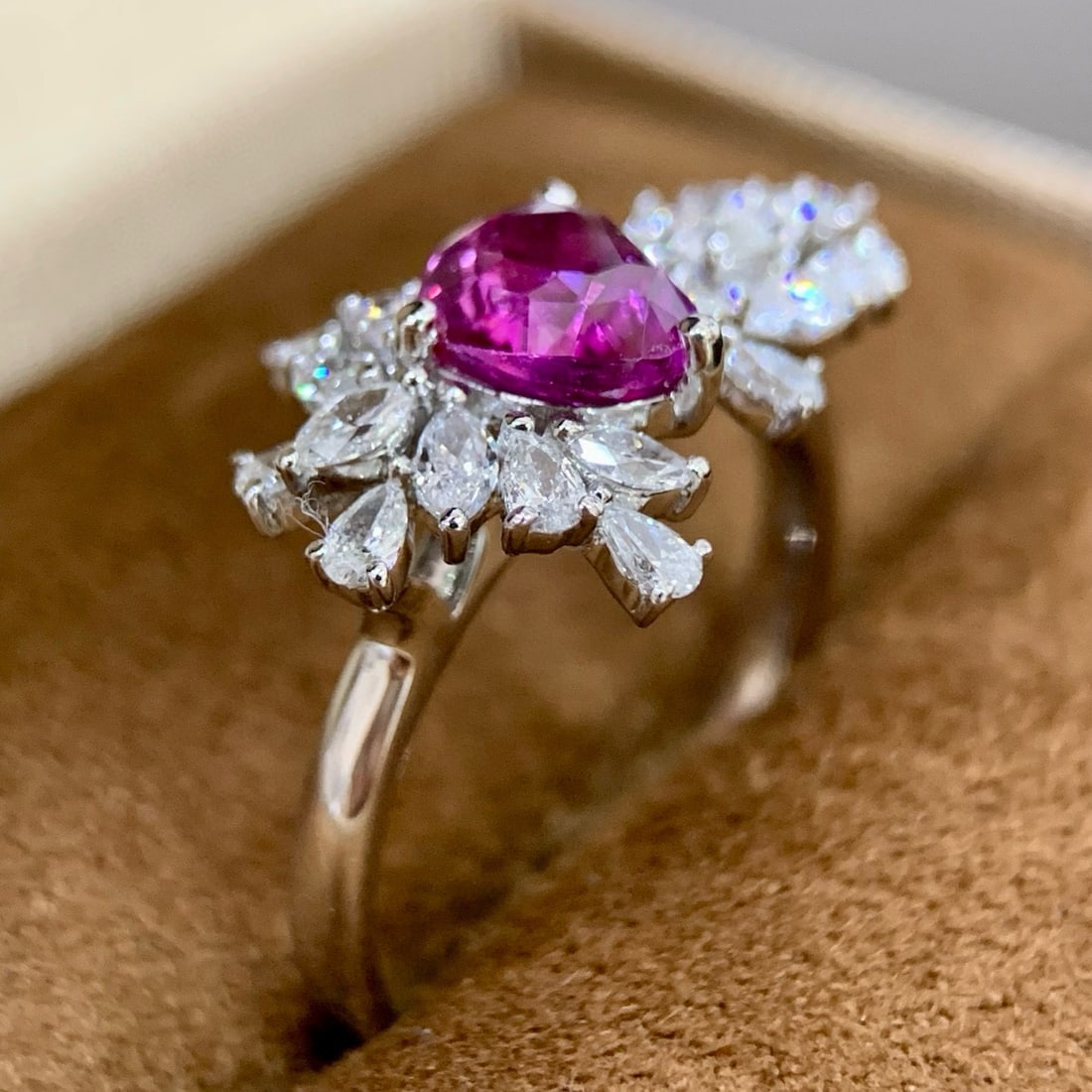 14k Gold 2.16 Ctw Natural Sapphire & Diamond Ring: Ref:231054320 // gold content:14k gold // ring size:7. 25us // // main gemstone:sapphire // shape:heart // carat weight:1. 54ct // color:purple // treatment:natural // // adjacent gemstone 2 : diamond