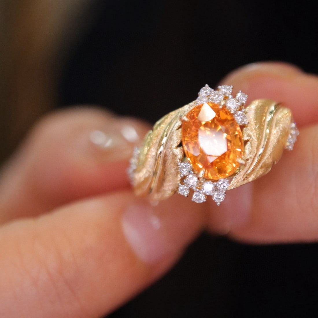 14k Gold 2.36 Ctw Natural Spessartine & Diamond Ring - 2