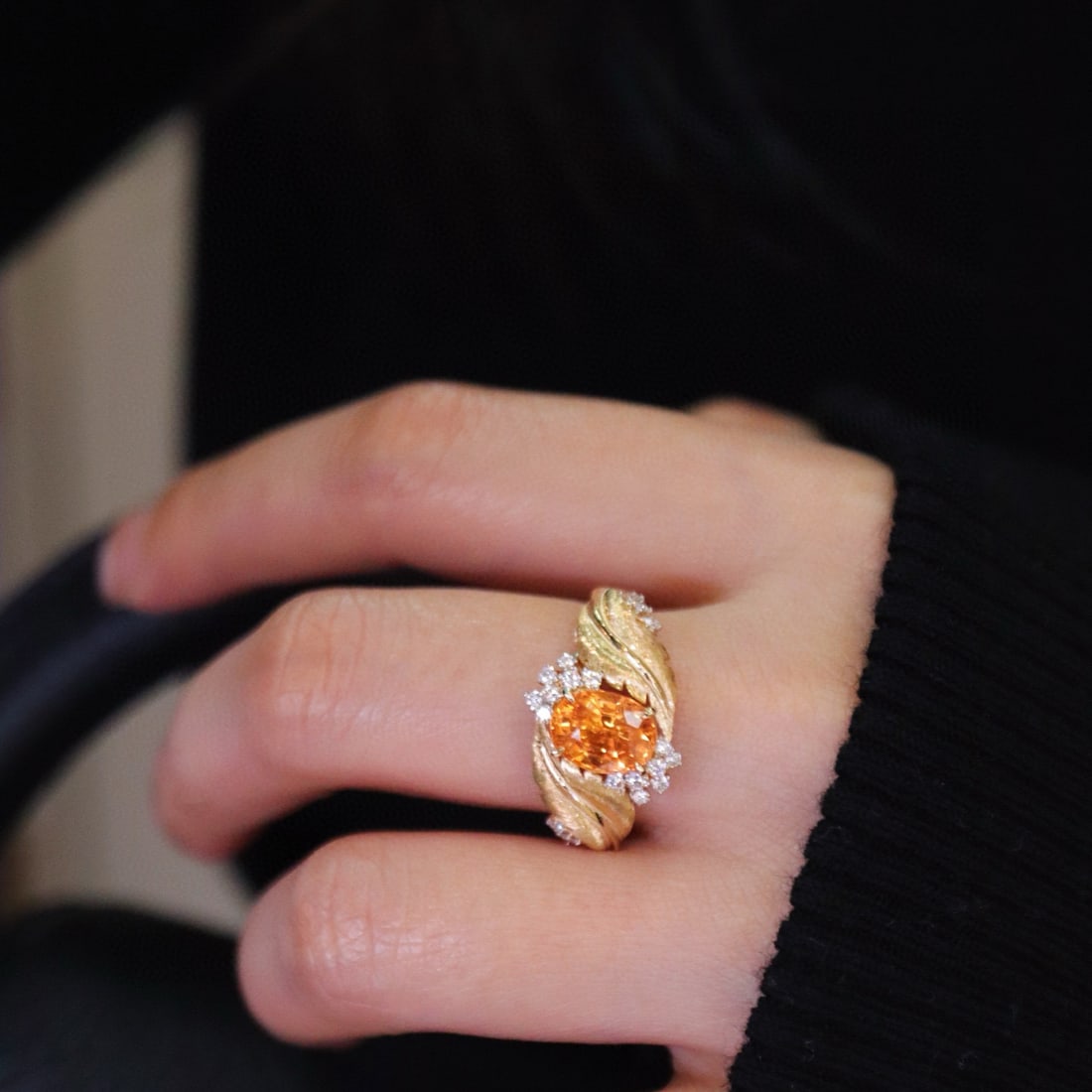 14k Gold 2.36 Ctw Natural Spessartine & Diamond Ring - 3