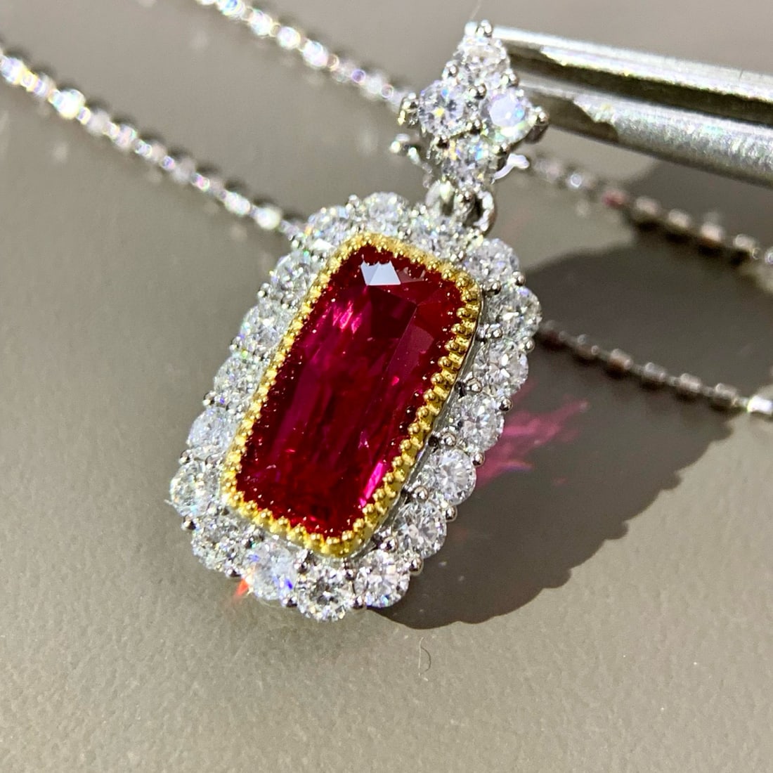 14k Gold 2.65 Ctw Natural Ruby & Diamond Pendant( Without Chain ) - 2