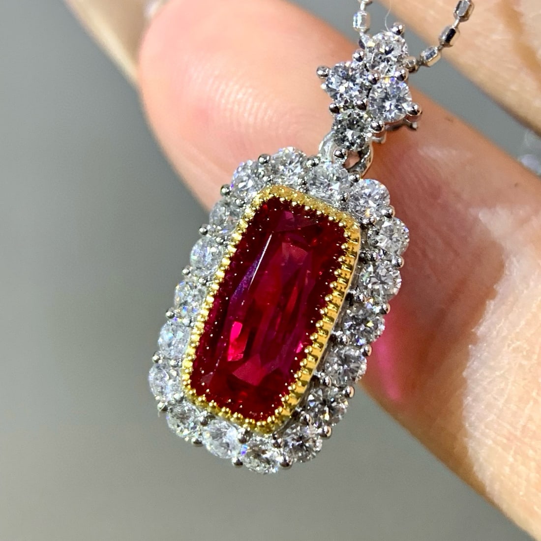 14k Gold 2.65 Ctw Natural Ruby & Diamond Pendant( Without Chain ) - 3