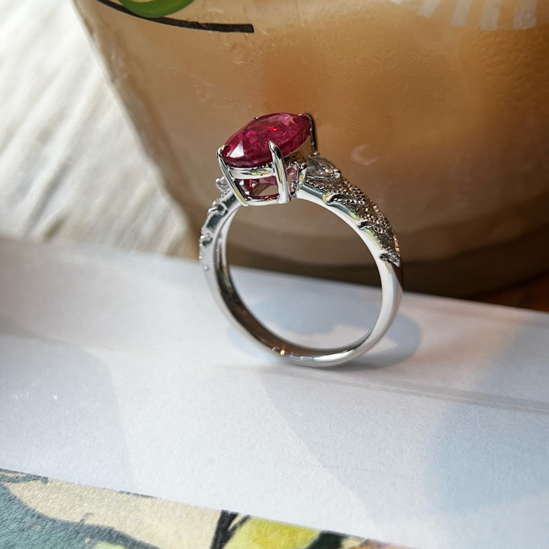 14k Gold 2.83 Ctw Natural Tourmaline & Diamond Ring - 2