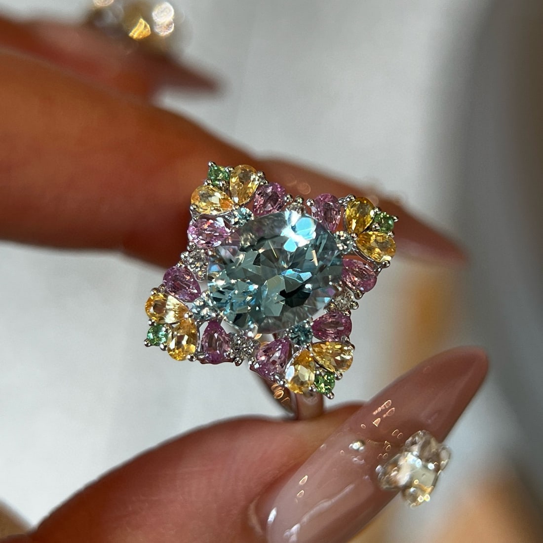 14k Gold 1.97 Ctw Natural Aquamarine & Diamond Ring - 3