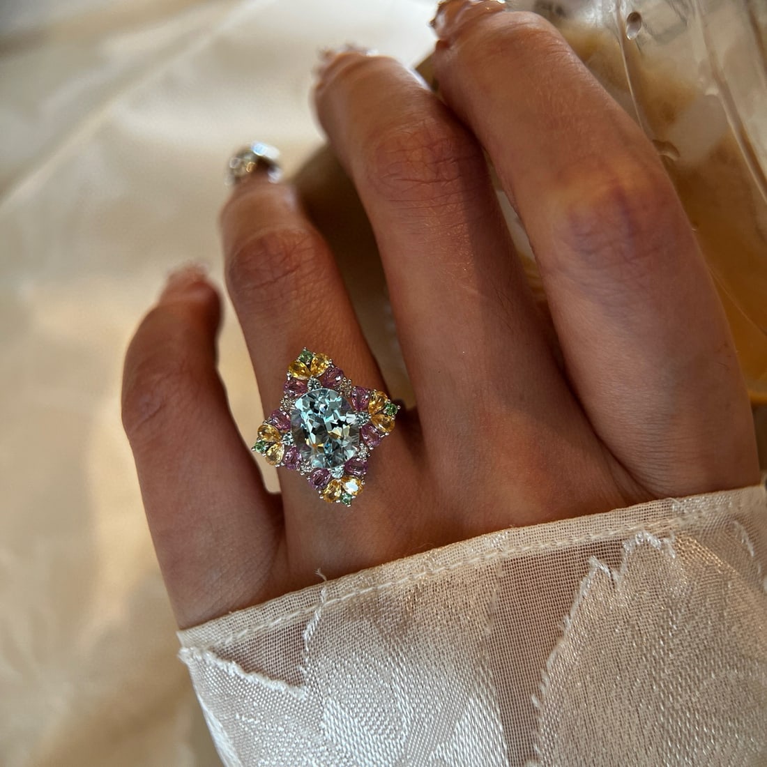14k Gold 1.97 Ctw Natural Aquamarine & Diamond Ring - 4