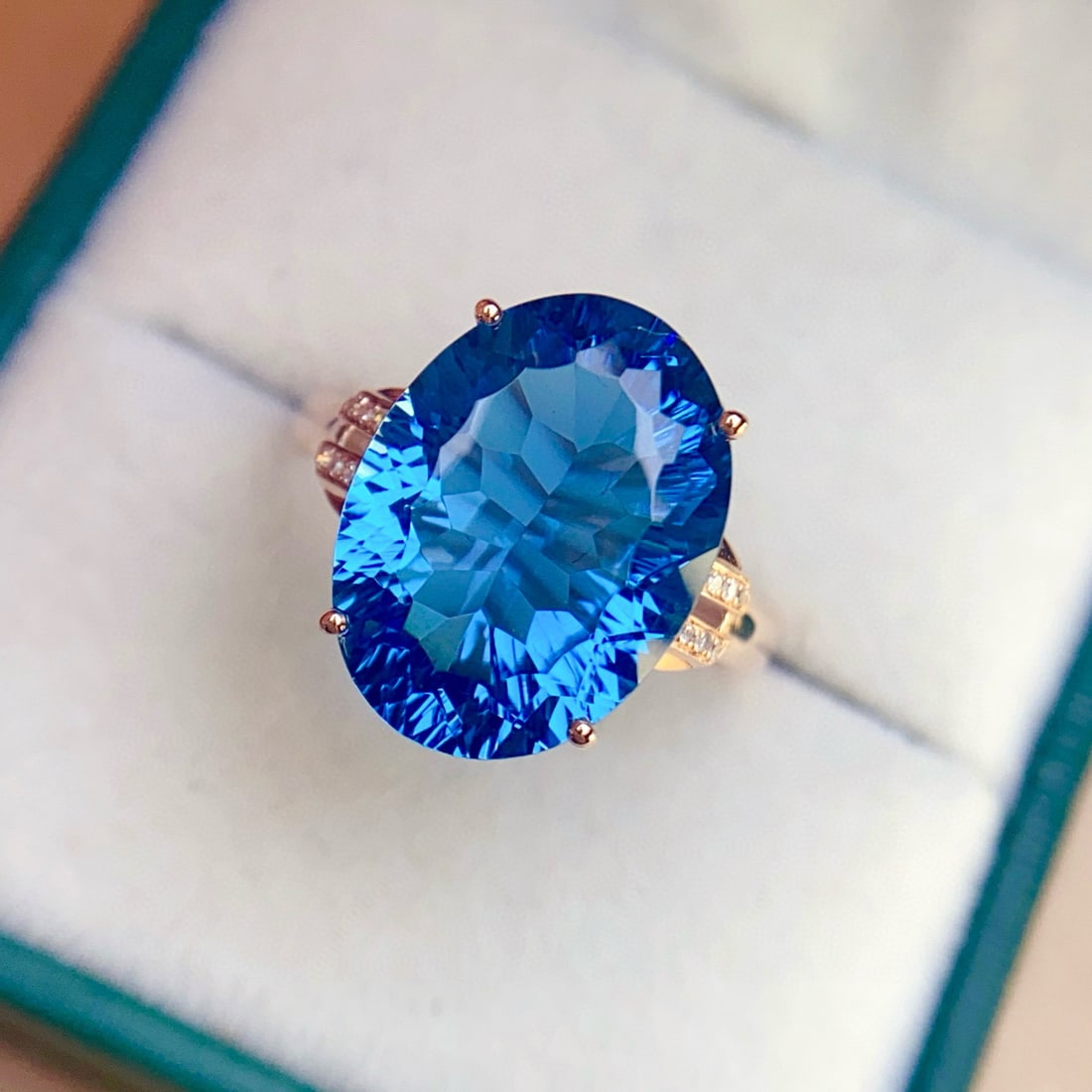 14k Gold 8.30 Ct Natural Topaz & Diamond Ring - 2