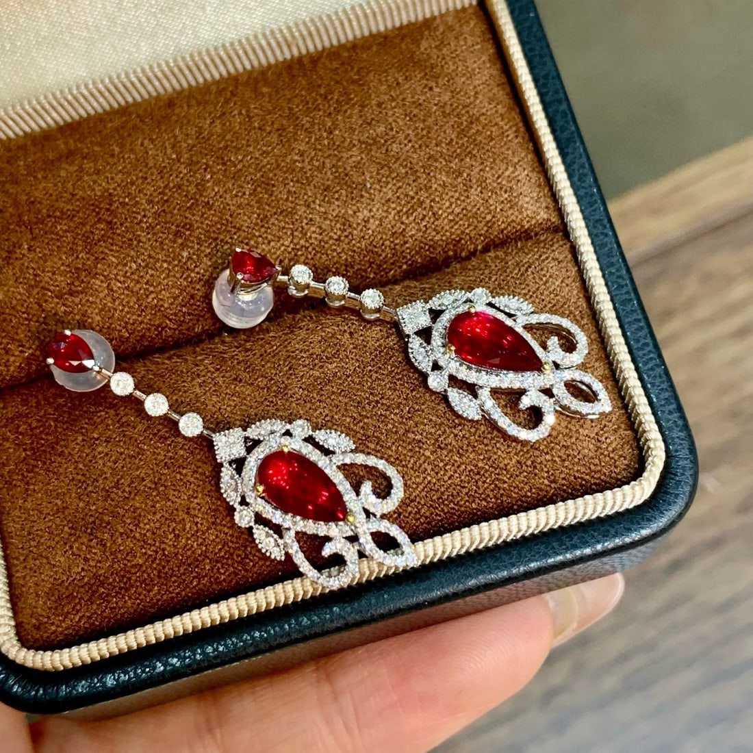 14k Gold 2.58 Ctw Natural Ruby & Diamond Earrings - 3