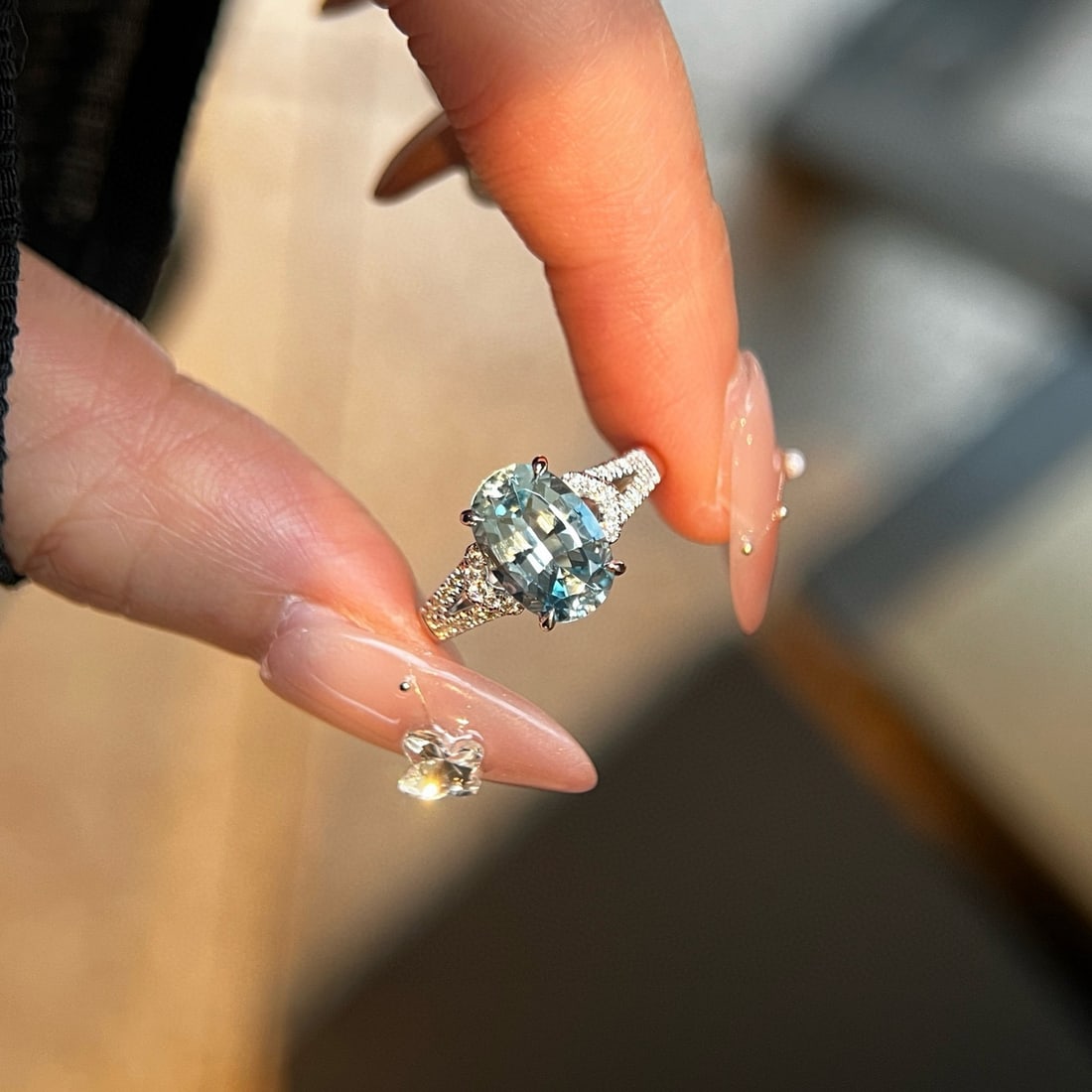 14k Gold 2.03 Ctw Natural Aquamarine & Diamond Ring - 3