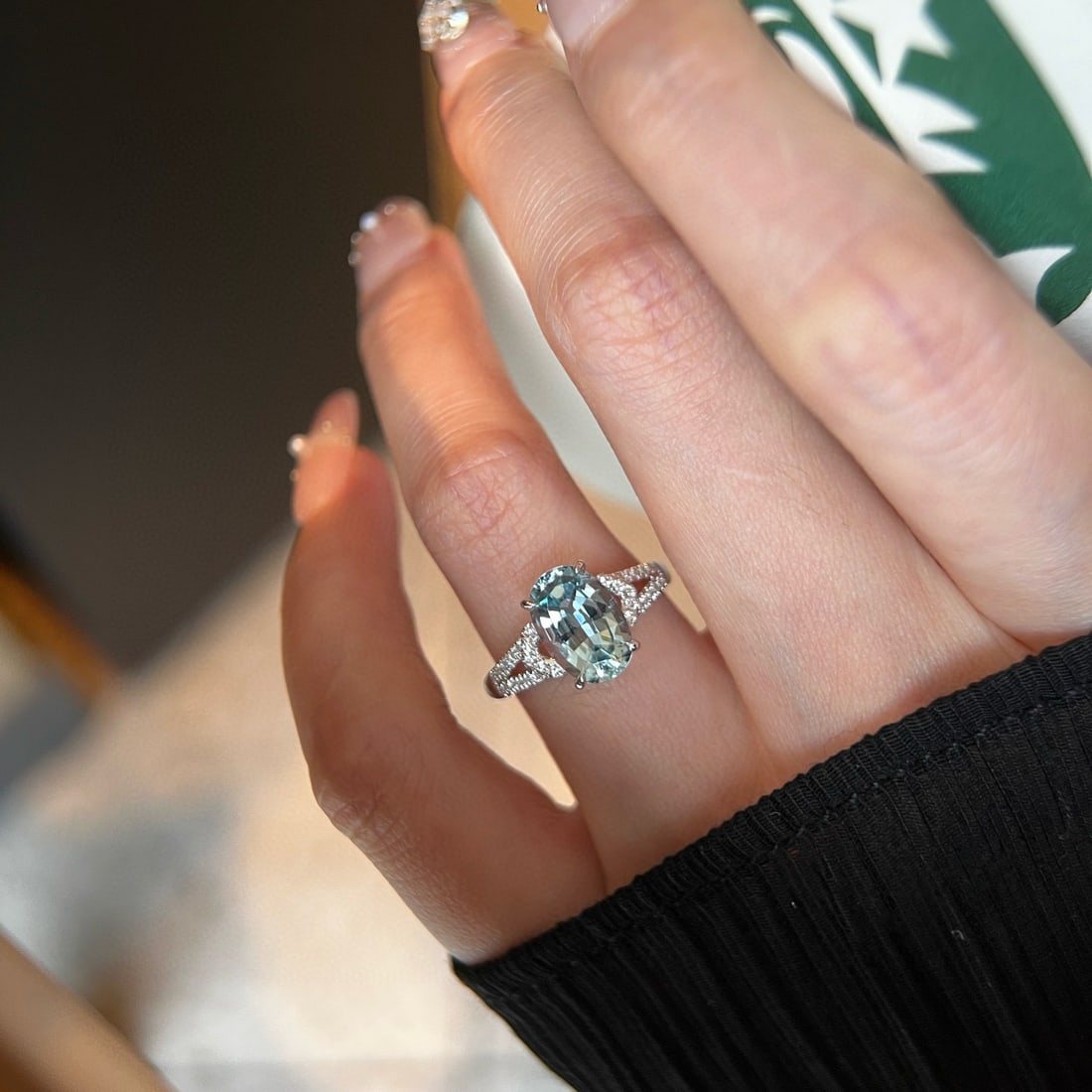 14k Gold 2.03 Ctw Natural Aquamarine & Diamond Ring - 4