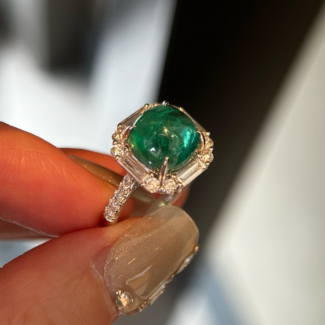 14k Gold 5.26 Ctw Natural Emerald & Lab Grown Diamond Ring - 2