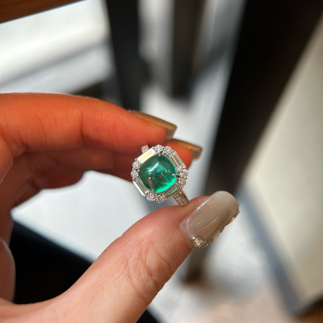 14k Gold 5.26 Ctw Natural Emerald & Lab Grown Diamond Ring - 3