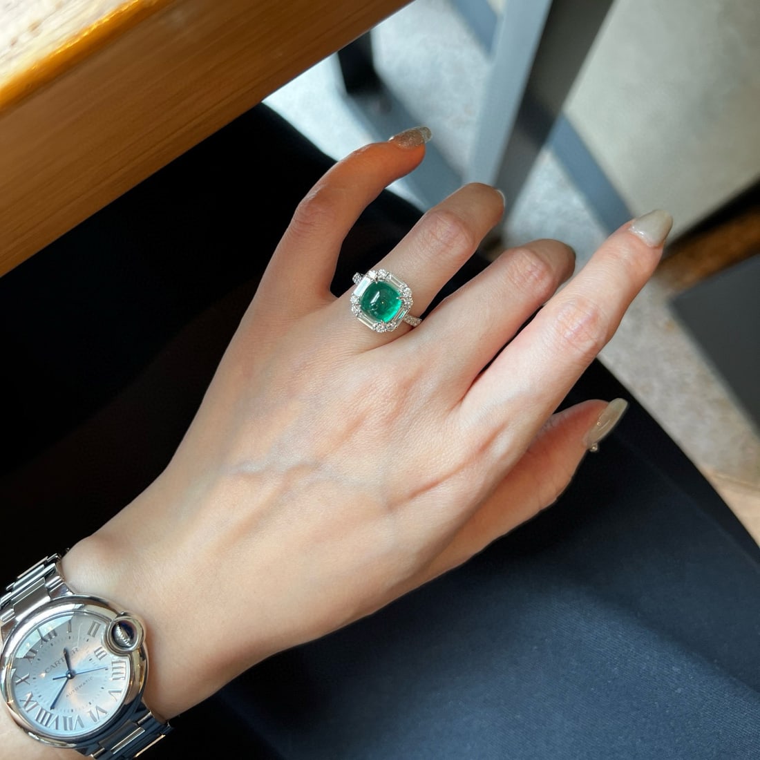 14k Gold 5.26 Ctw Natural Emerald & Lab Grown Diamond Ring - 4