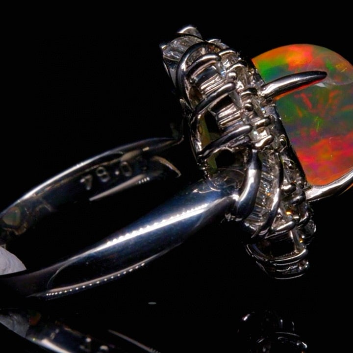 14k Gold 4.31 Ctw Natural Opal & Diamond Ring - 3