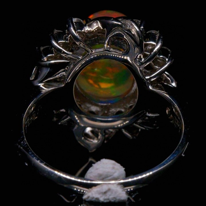 14k Gold 4.31 Ctw Natural Opal & Diamond Ring - 4