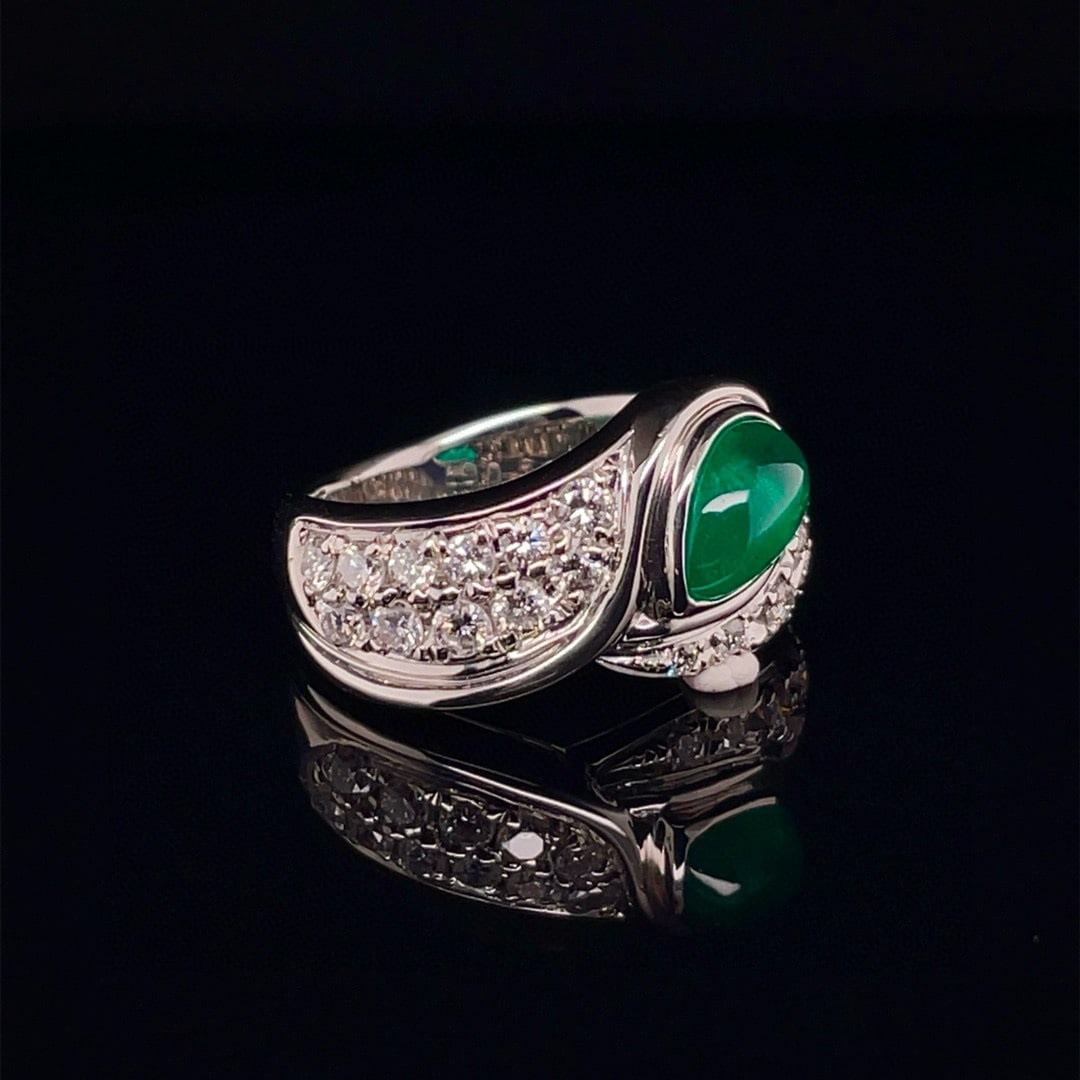 14k Gold 1.76 Ctw Natural Emerald & Diamond Ring - 2