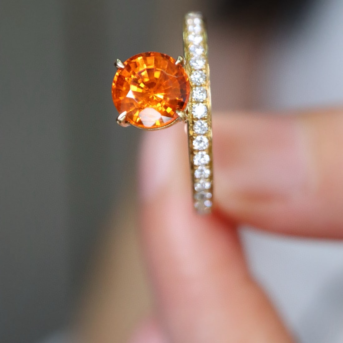 14k Gold 1.49 Ctw Natural Spessartine & Diamond Ring - 3