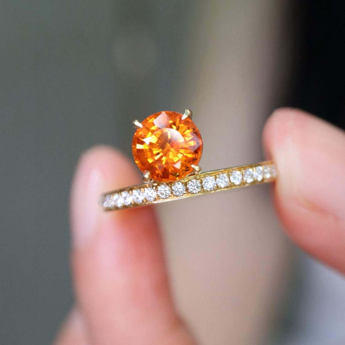 14k Gold 1.49 Ctw Natural Spessartine & Diamond Ring - 4
