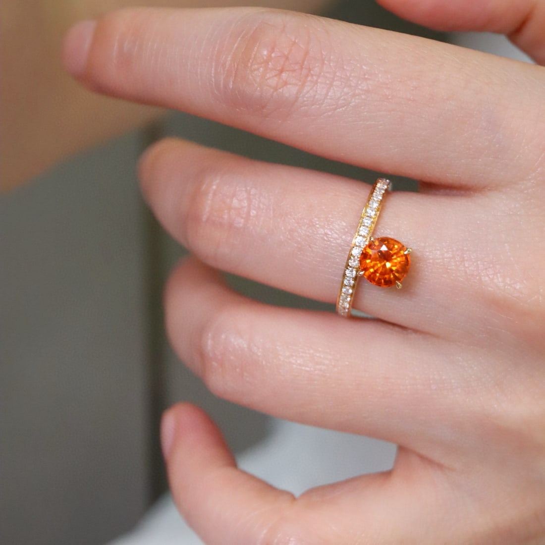 14k Gold 1.49 Ctw Natural Spessartine & Diamond Ring - 5