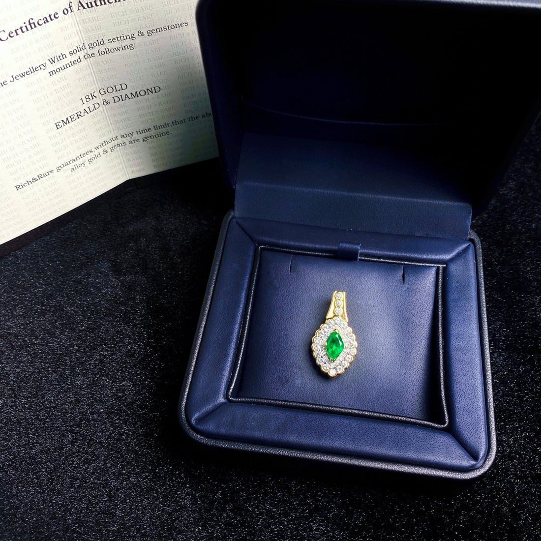 14k Gold 2.10 Ctw Vivid Green Natural Emerald & Diamond Pendant( Without Chain ) - 2