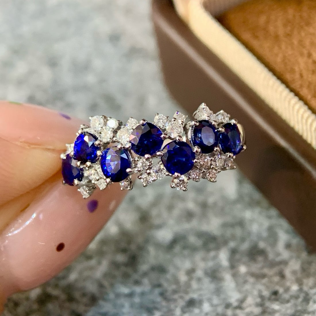14k Gold 1.94 Ctw Natural Sapphire & Diamond Ring: Ref:231054382 // gold content:14k gold // ring size:7. 25us // // main gemstone:sapphire // shape:oval // carat weight:1. 66ct // color:blue // treatment:natural // // adjacent gemstone 2 : diamond