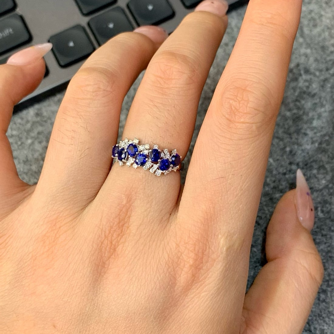 14k Gold 1.94 Ctw Natural Sapphire & Diamond Ring - 4