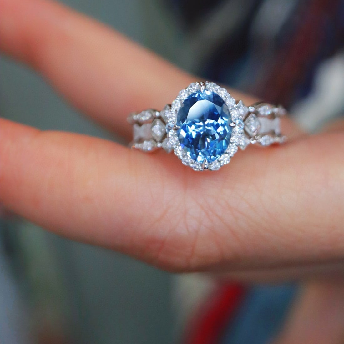 14k Gold 1.56 Ctw Natural Aquamarine & Diamond Ring - 3