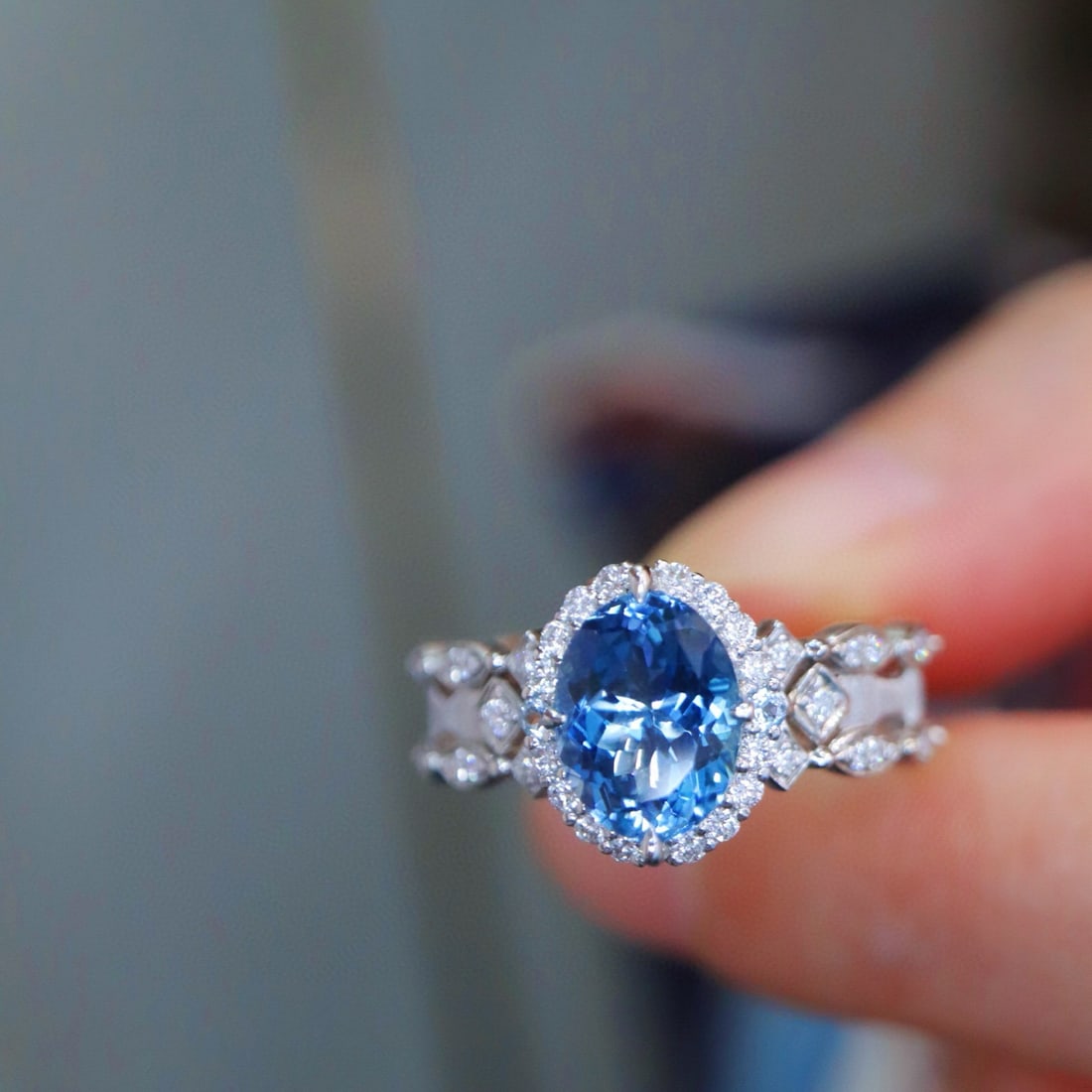 14k Gold 1.56 Ctw Natural Aquamarine & Diamond Ring - 4