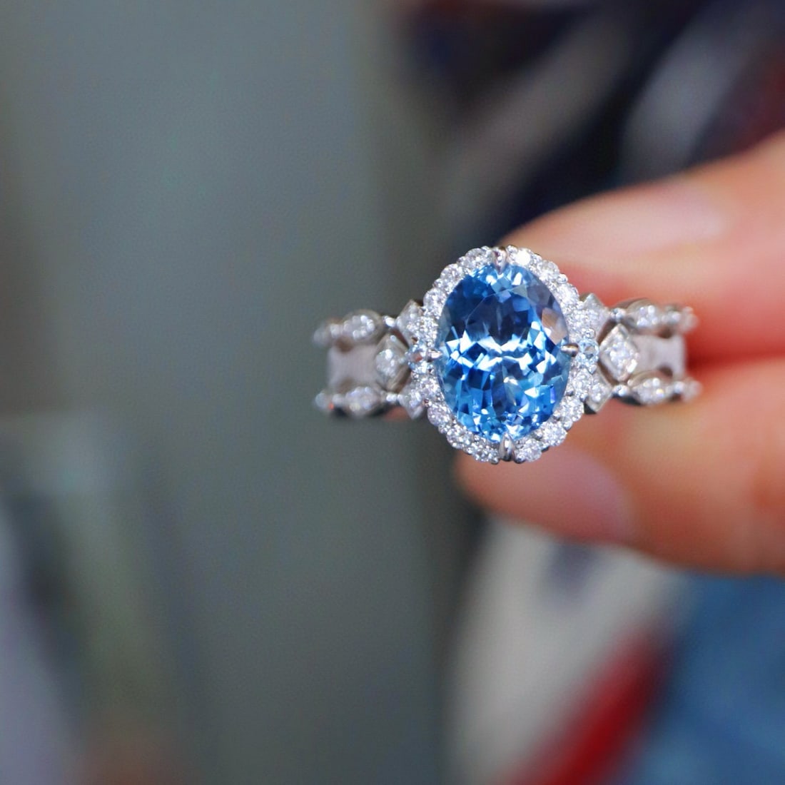 14k Gold 1.56 Ctw Natural Aquamarine & Diamond Ring - 6