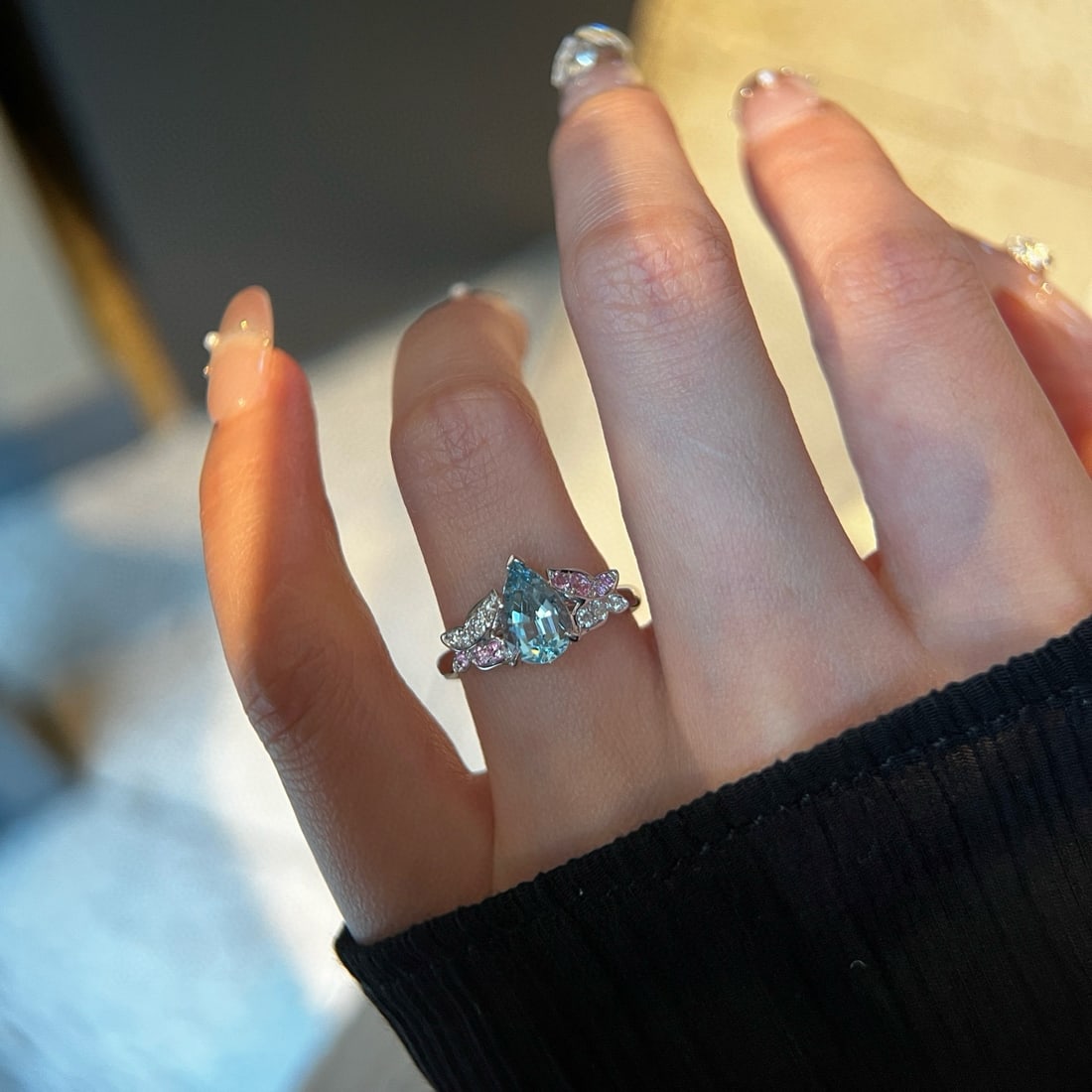 14k Gold 1.29 Ctw Natural Aquamarine & Diamond Ring - 4