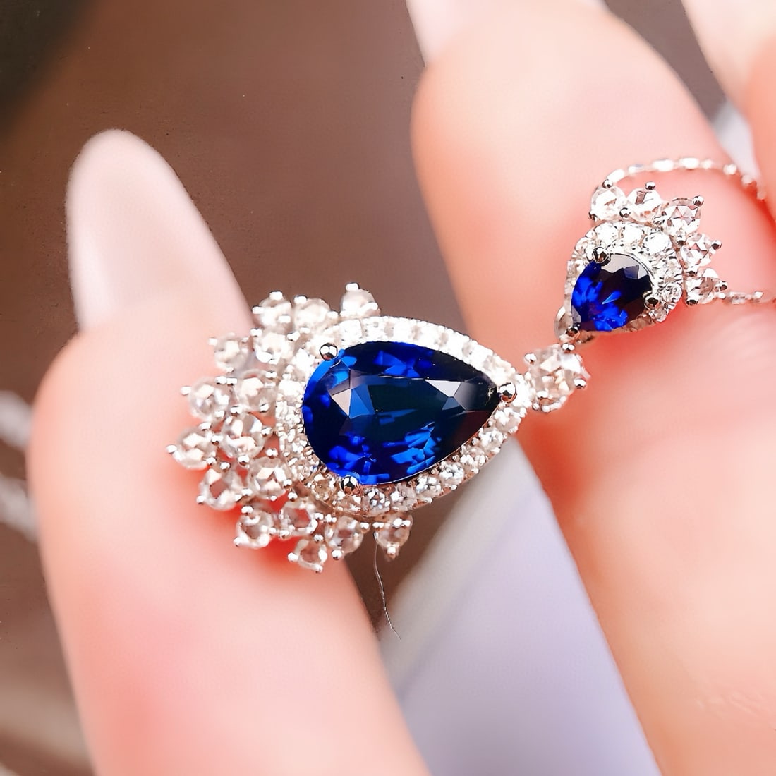 14k Gold 1.81 Ctw Natural Sapphire & Diamond Pendant( Without Chain ) - 5