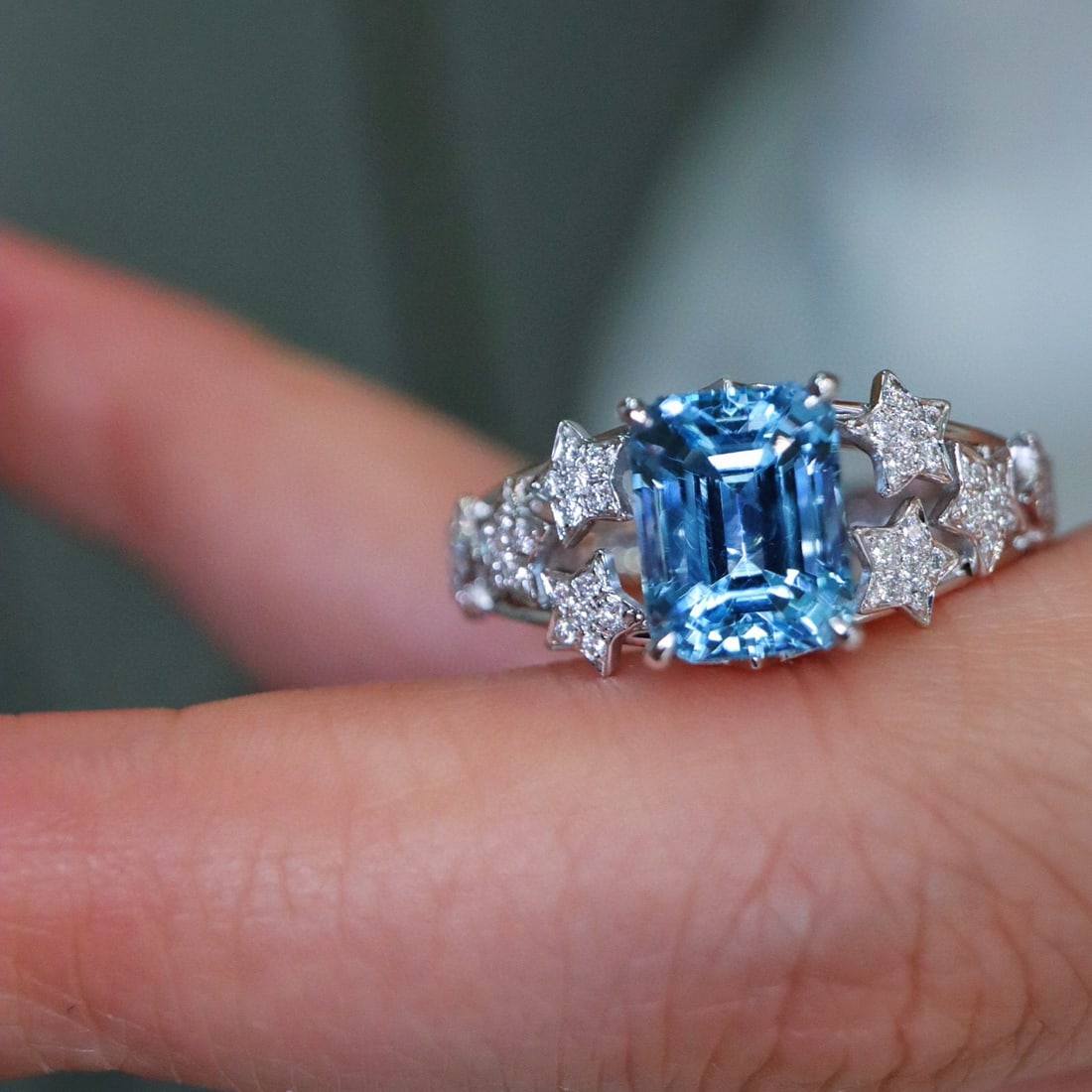 14k Gold 2.22 Ctw Natural Aquamarine & Diamond Ring - 5